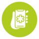 picto d'une application mobile médicale prise en main sur fond vert