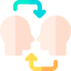 icone de 2 visages avec des fleches reciproques