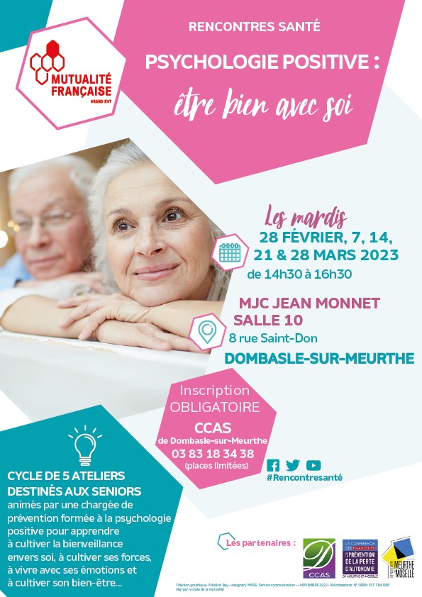 affiche Rencontres santé « Psychologie positive : être bien avec soi » à Dombasle-sur-Meurthe